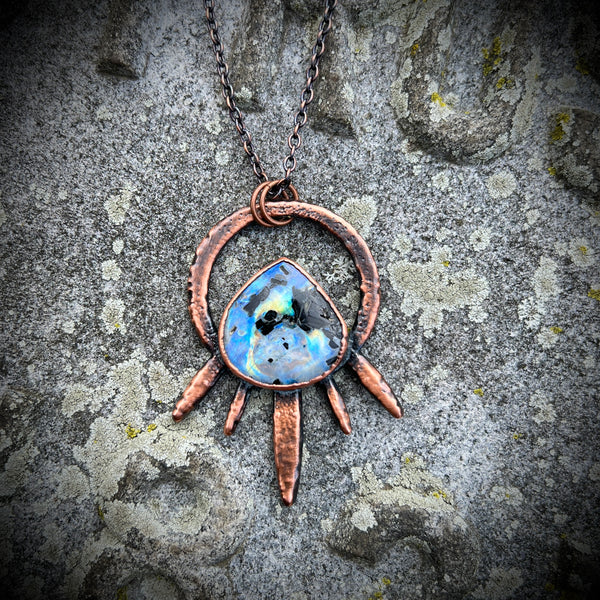 Rainbow Moonstone Copper Necklace