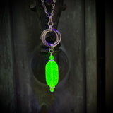 Uranium Glass with Mobius Stainless Steel Necklace A
