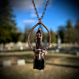 Cloaked Woman with Black Tourlamine Copper Necklace