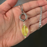 Uranium Glass with Mobius Stainless Steel Necklace C