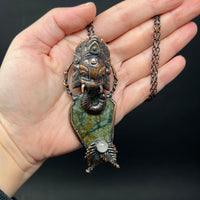 Morrison Ranch Jasper and Moonstone Copper Necklace with Ganesh