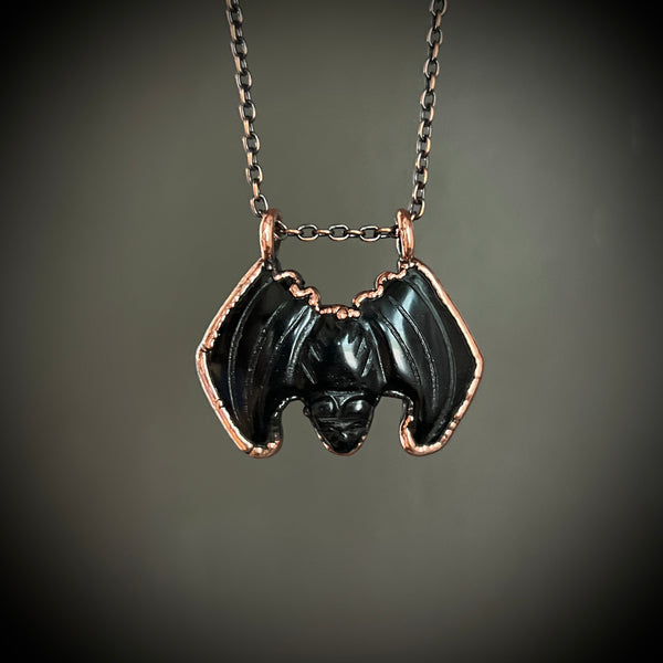 Black Obsidian Bat Necklace