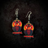Vintage Halloween Owl Earrings with Black Onyx