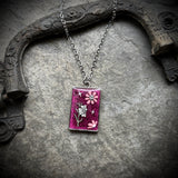 Pink Skull Flowers Resin Necklace