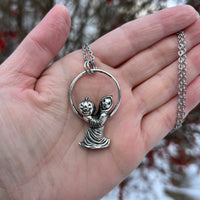 Sterling Silver Mini Vintage Halloween Ghost Holding a Jack O’ Lantern Necklace