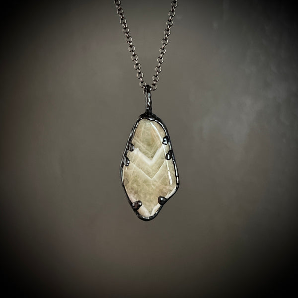 Prasiolite (Green Amethyst) Necklace with Gunmetal Patina