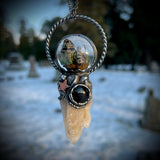 Burial Plot Necklace with Spirit Quartz and Black Onyx  *Mockingbird Lane Exclusive*