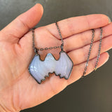 Opalite Bat Necklace with Gunmetal Patina