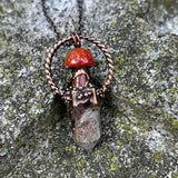 Lodolite and Carnelian Mushroom Necklace