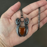Carnelian Heart Necklace with Gunmetal Patina