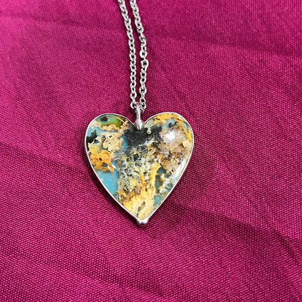 Plume Agate Doublet Heart Necklace