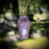 Ghost and Spiderweb Resin Necklace