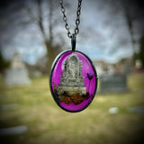 Oval Burial Plot Necklace with Purple Background *Mockingbird Lane Exclusive*