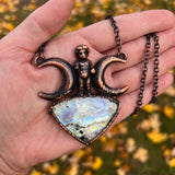 Frozen Charlotte Triple Moon with Moonstone Copper Necklace