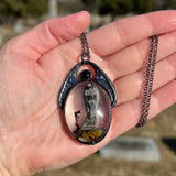 Oval Burial Plot Necklace with Black Onyx and Gunmetal Patina*Mockingbird Lane Exclusive*