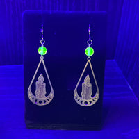 Uranium Glass and Gold Filled Earrings with Candle Design