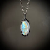 Rainbow Moonstone Necklace with Gunmetal Patina