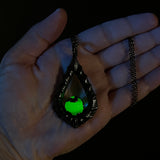 1920’s Uranium Glass Marble Necklace with Gunmetal Patina