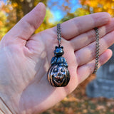 Cat on a Jack O’Lantern Copper Blow Mold Necklace