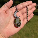 Poe Celestial Burial Plot Necklace with Yellow Background, Uranium Glass, and Gunmetal Patina *Mockingbird Lane Exclusive*