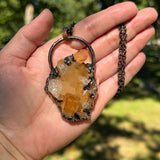 Large Tangerine Quartz Cluster Necklace