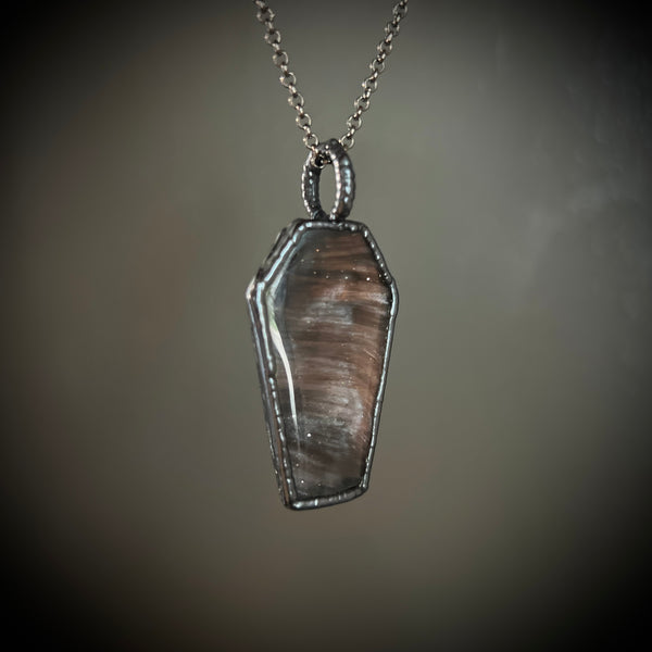 Bowlerite Coffin Necklace with Gunmetal Patina