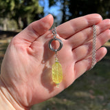 Uranium Glass with Mobius Stainless Steel Necklace A