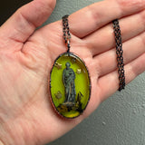 *Discounted* Large Oval Saint Joseph Burial Plot Necklace with Glow Background *Mockingbird Lane Exclusive*
