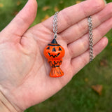 Hand Painted Haystack Jack Blow Mold Necklace *Varnish Coated*