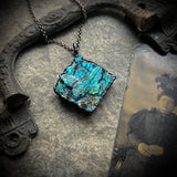 Carved Labradorite Butterfly Necklace with Gunmetal Patina
