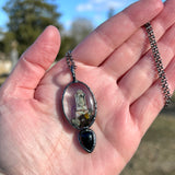 Small Burial Plot Necklace and Black Onyx with Gunmetal Patina *Mockingbird Lane Exclusive*