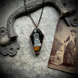 Coffin Burial Plot Necklace with Black Background *Mockingbird Lane Exclusive*