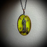 *Discounted* Large Oval Saint Joseph Burial Plot Necklace with Glow Background *Mockingbird Lane Exclusive*