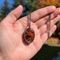 Cat and Jack O’ Lantern Small Oval Blow Mold Necklace B *Mockingbird Lane Exclusive*