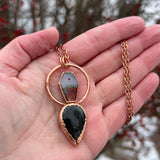 Red Moss Agate Coffin and Black Obsidian Necklace