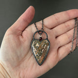 Leopard Jasper Heart Necklace with Garnet