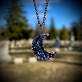 Blue Titanium Agate Moon Necklace