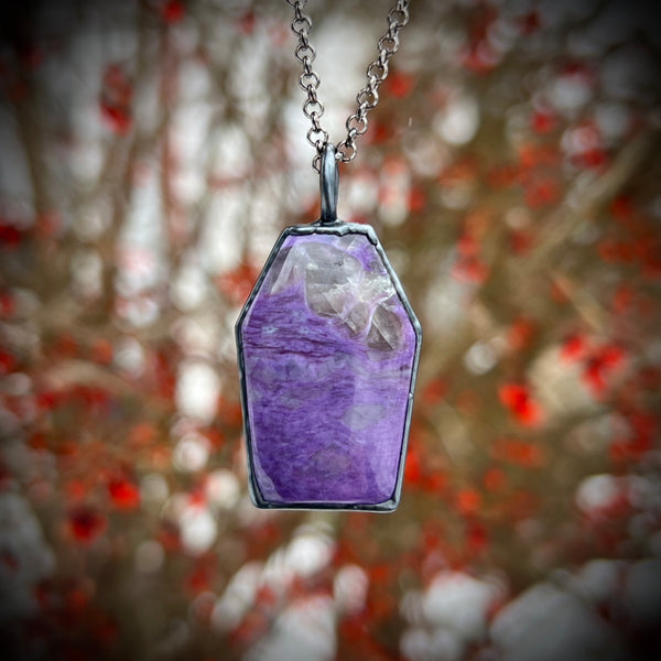 Charoite Coffin Necklace