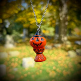 Hand Painted Haystack Jack Blow Mold Necklace *Varnish Coated*