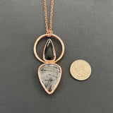 Tourmalinated Quartz and Black Obsidian Shiny Copper Necklace