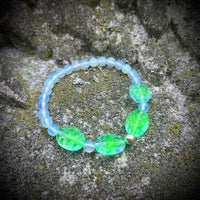 Uranium Glass and Opalite Bracelet with Sterling Silver