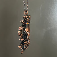 Sentimental Hand Holding Roses with Rainbow Crystals Copper Necklace