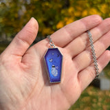 Ghost with Purple Hearts Resin Necklace