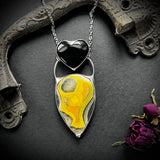 Bumblebee Jasper with Black Onyx Heart Necklace