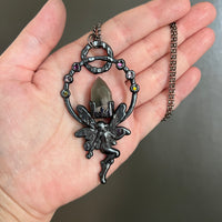 Garden Quartz Dark Fairy Necklace with Gunmetal Patina
