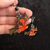 Vintage Halloween Witch Earrings with Black Onyx