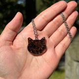 Glittery Cat Head Resin Necklace