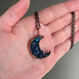 Blue Titanium Agate Moon Necklace