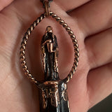 Cloaked Woman with Black Tourlamine Copper Necklace