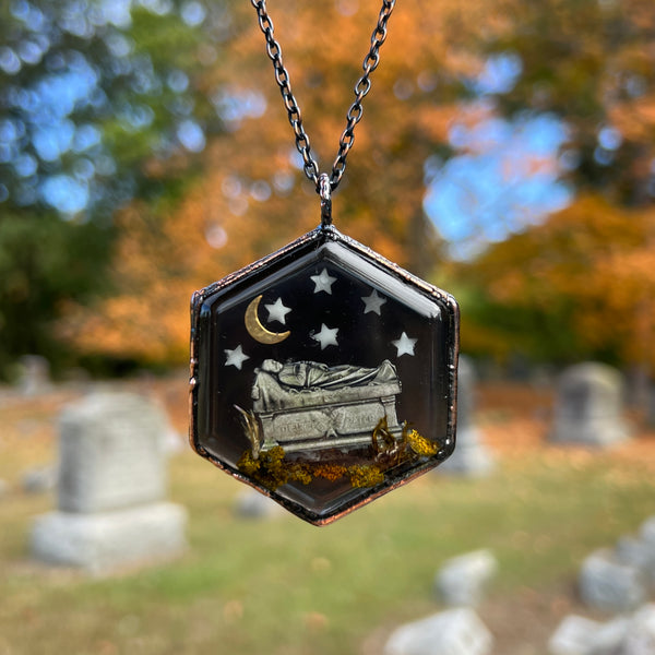 Large Hexagon Burial Plot Necklace *Mockingbird Lane Exclusive*